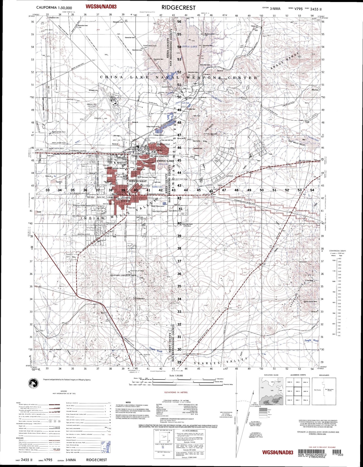 Ridgecrest California Military 1:50,000 Map