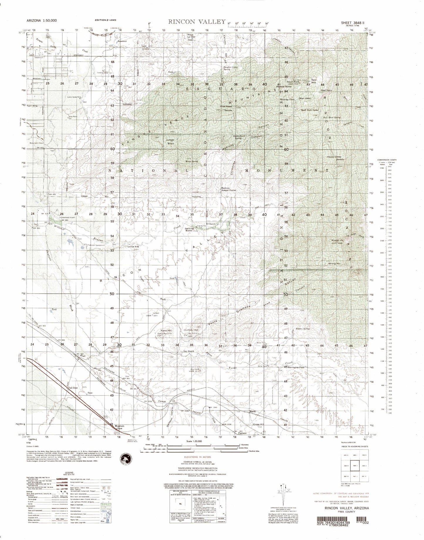 Rincon Valley Arizona Military 1:50,000 Map