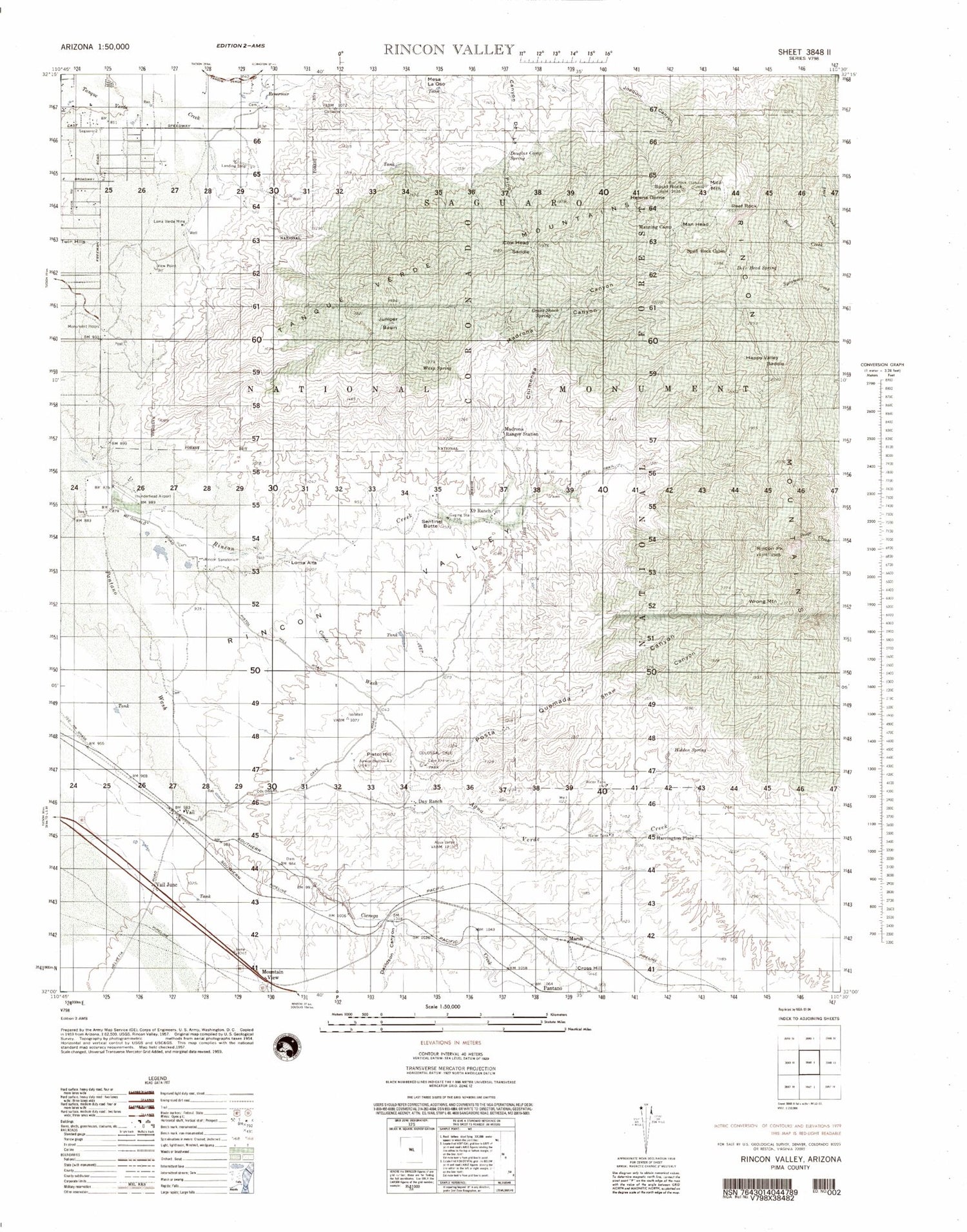 Rincon Valley Arizona Military 1:50,000 Map