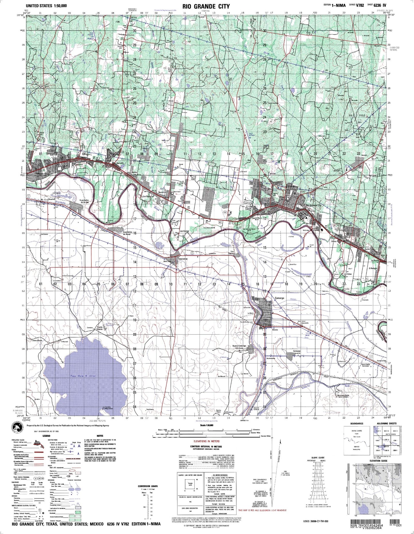 Rio Grande City Texas Military 1:50,000 Map