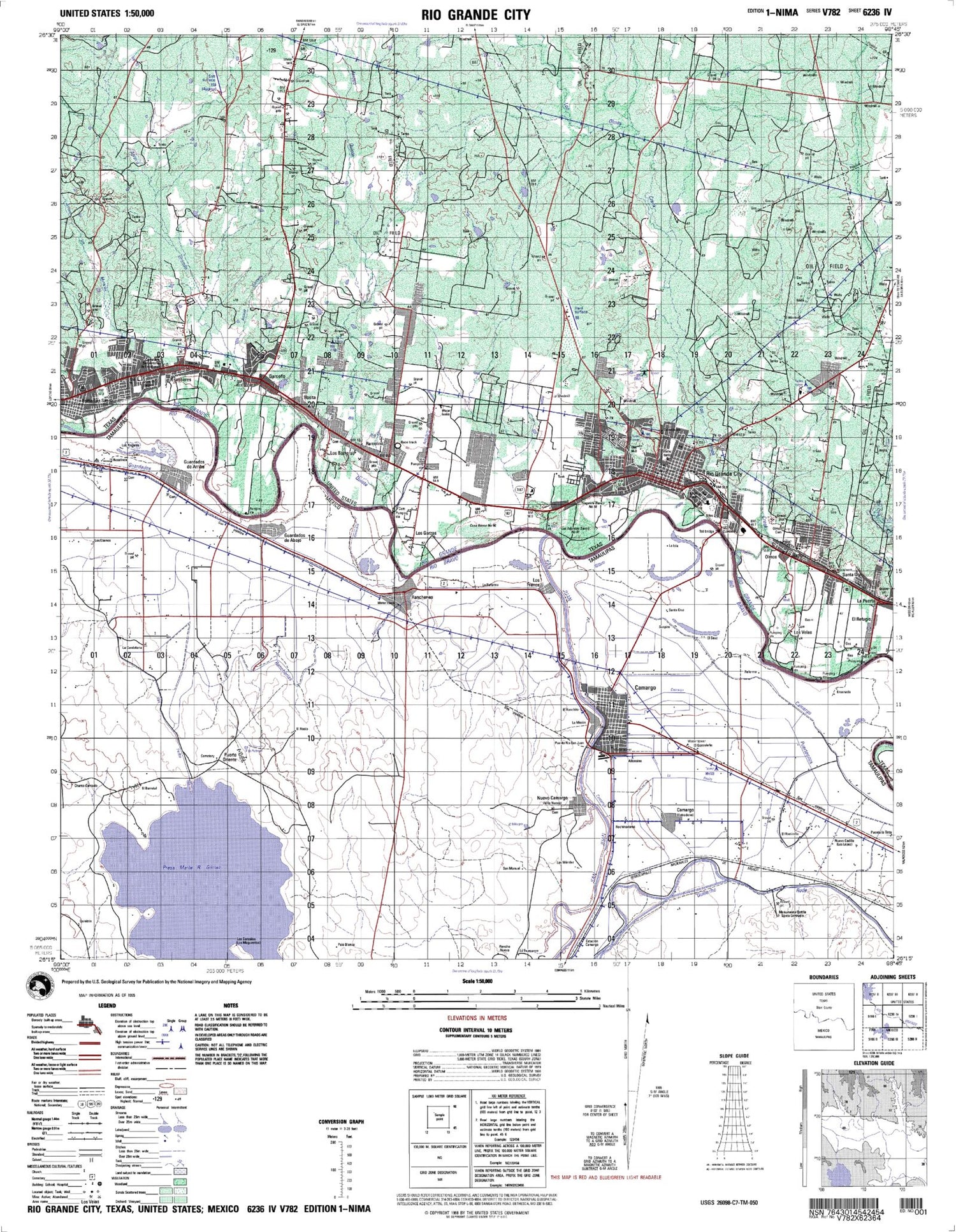 Rio Grande City Texas Military 1:50,000 Map