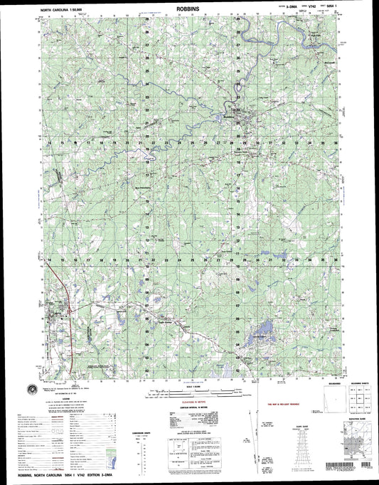 Robbins North Carolina Military 1:50,000 Map