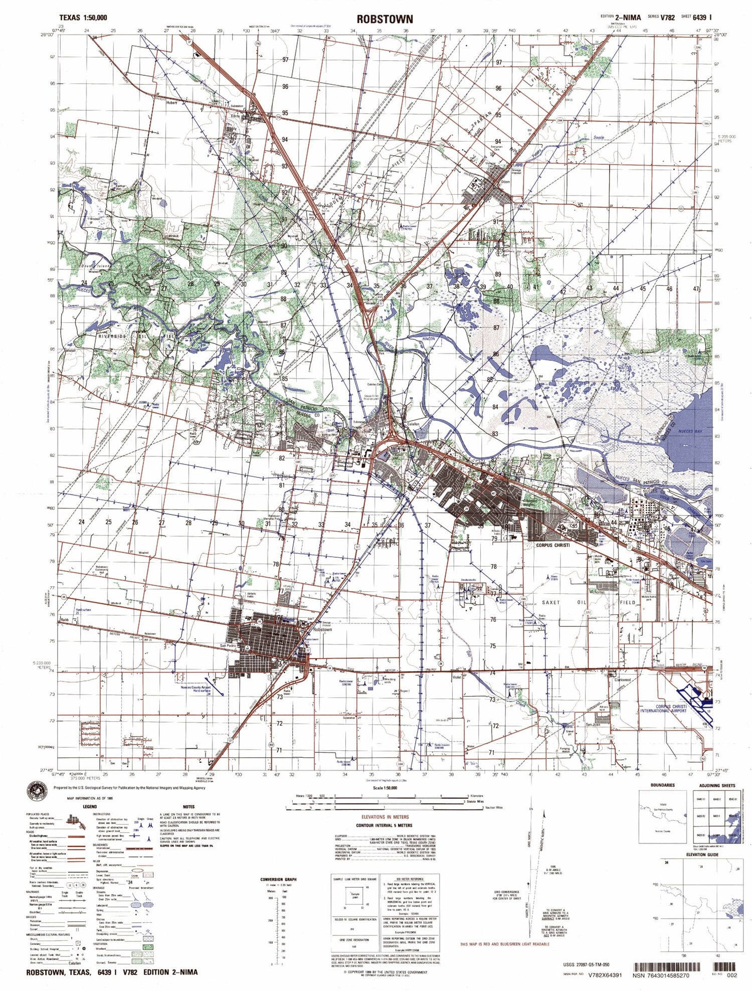 Robstown Texas Military 1:50,000 Map