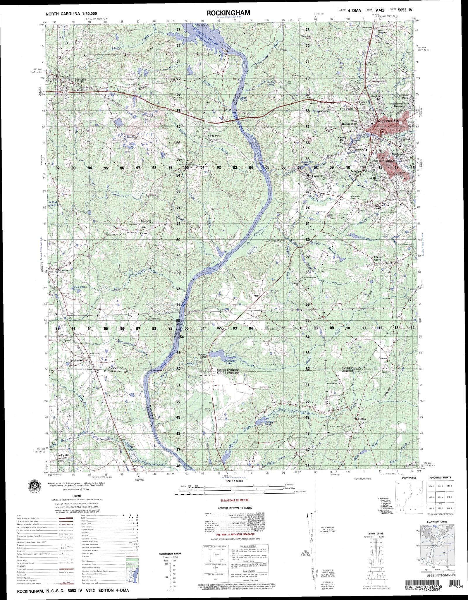 Rockingham North Carolina Military 1:50,000 Map – MyTopo Map Store