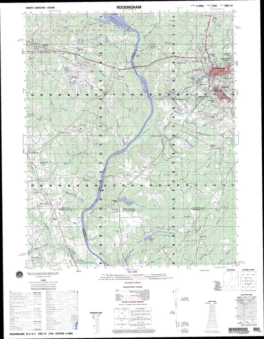 Rockingham North Carolina Military 1:50,000 Map