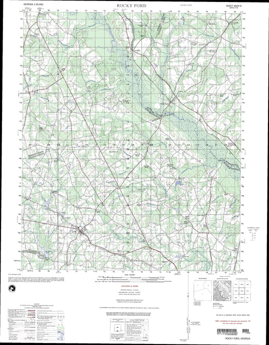 Rocky Ford Georgia Military 1:50,000 Map