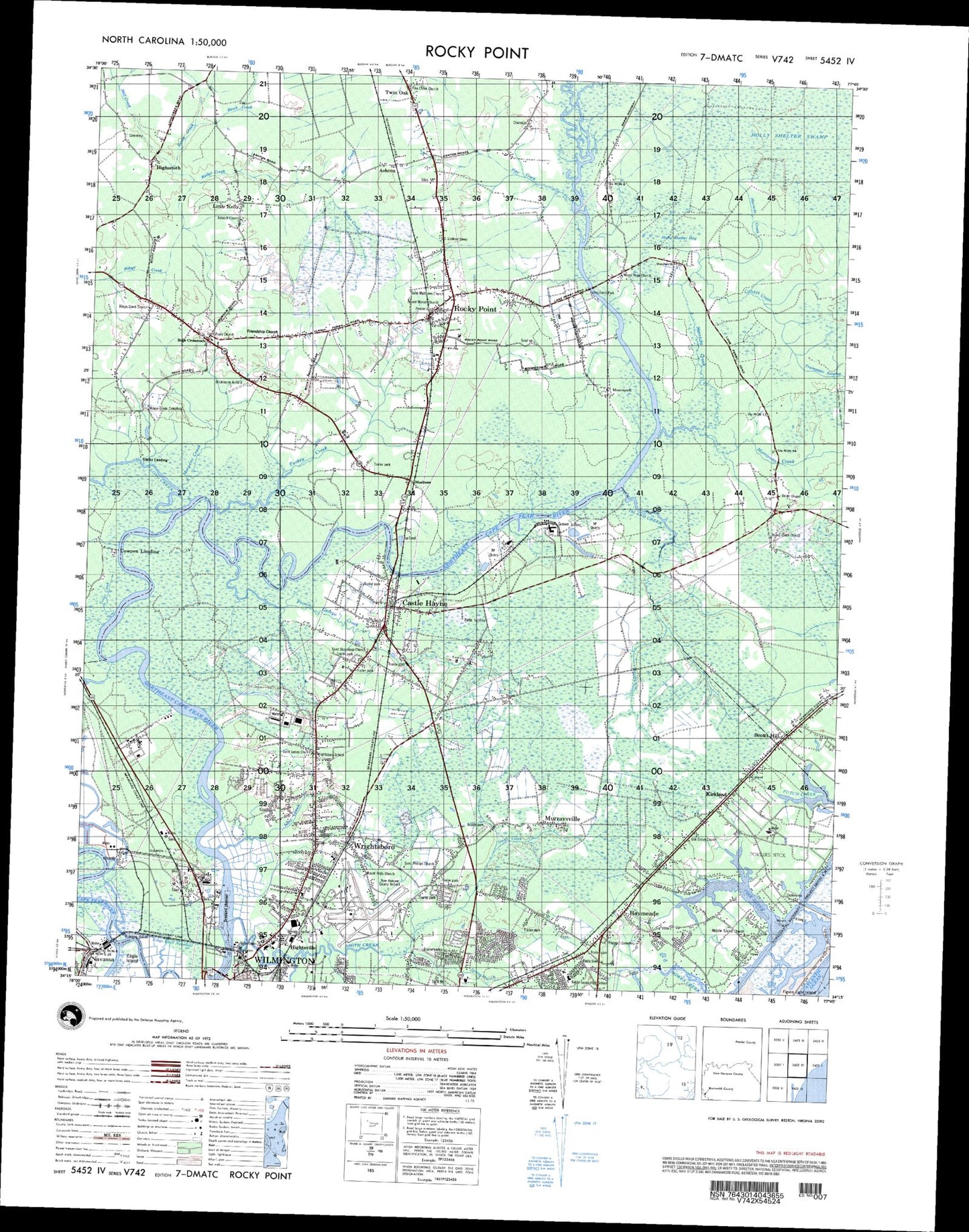 Rocky Point North Carolina Military 1:50,000 Map