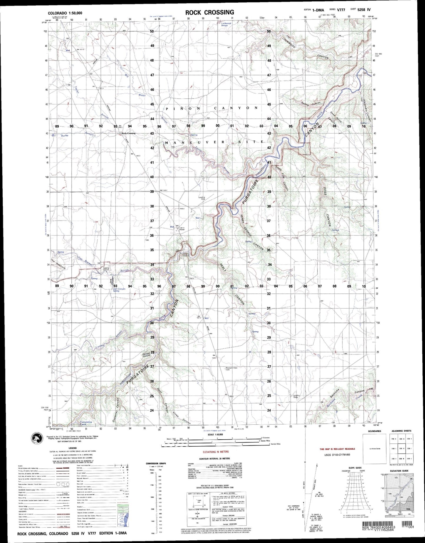 Rock Crossing Colorado Military 1:50,000 Map