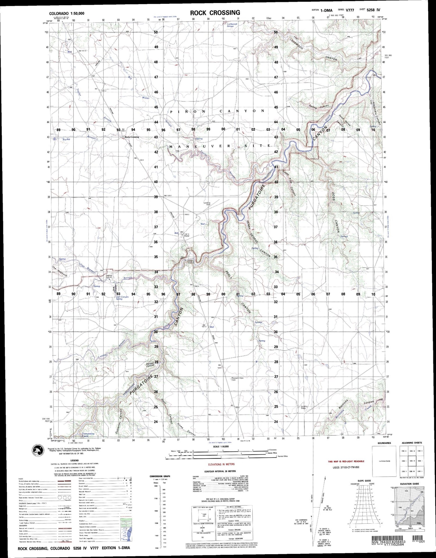 Rock Crossing Colorado Military 1:50,000 Map