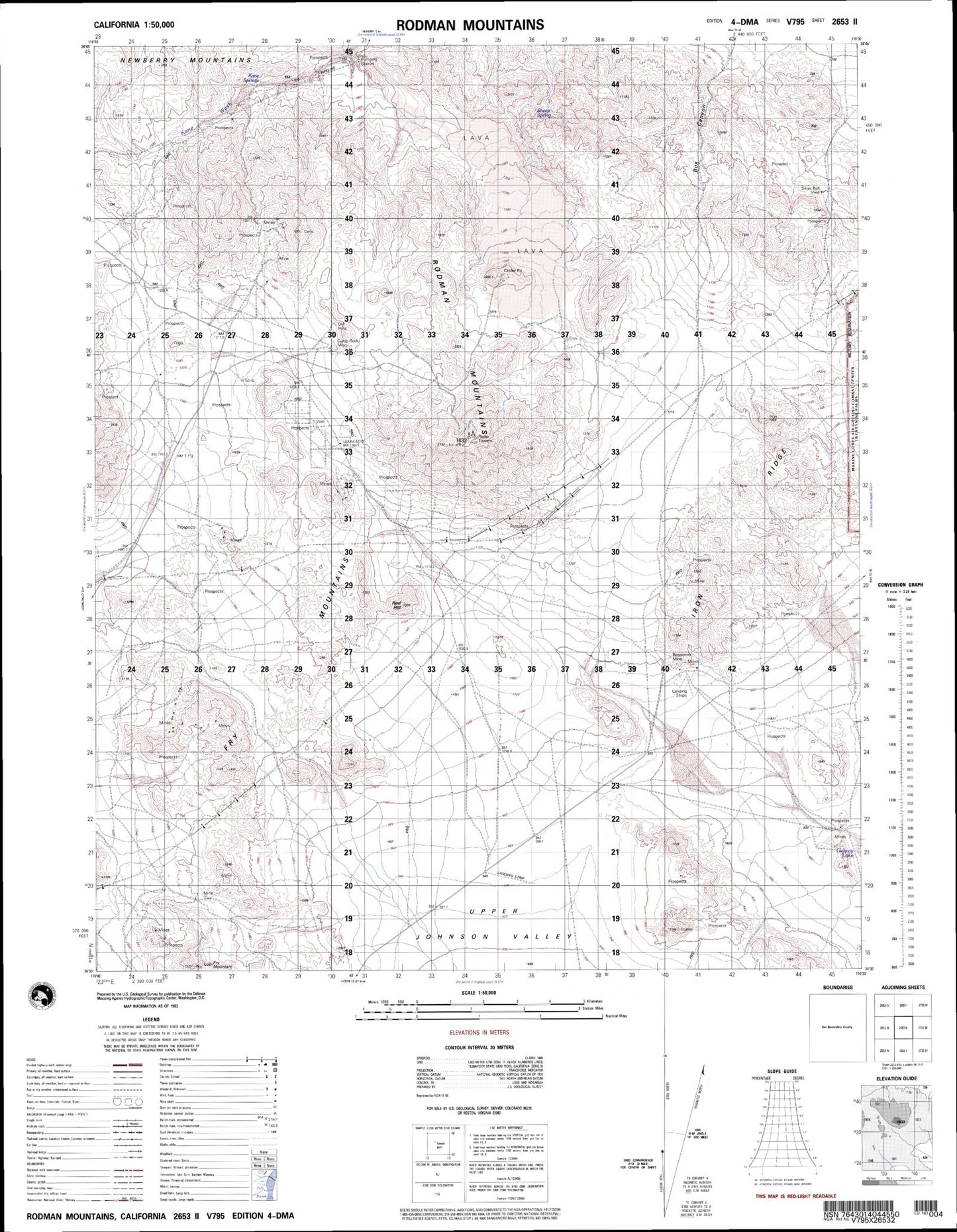 Rodman Mountains California Military 1:50,000 Map