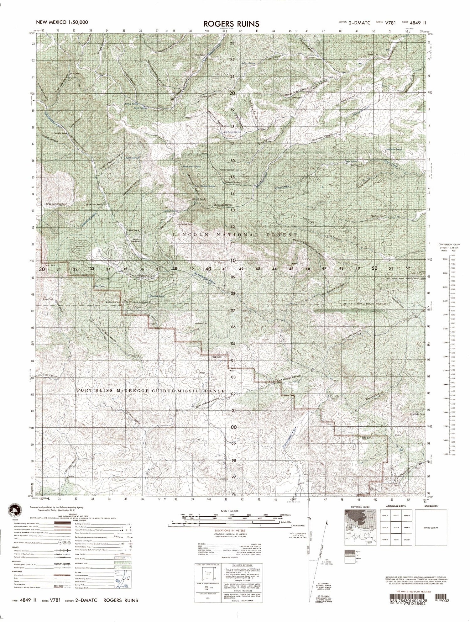 Rogers Ruins New Mexico Military 1:50,000 Map