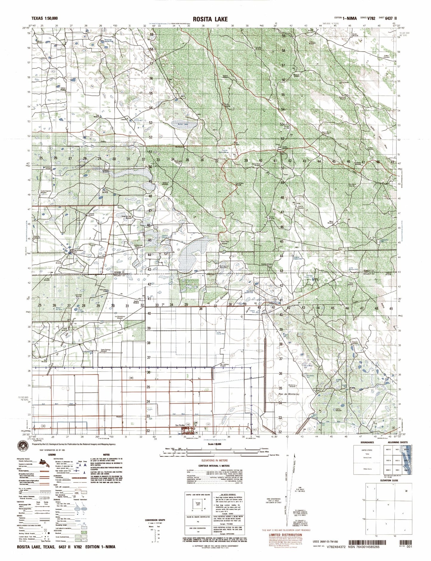 Rosita Lake Texas Military 1:50,000 Map