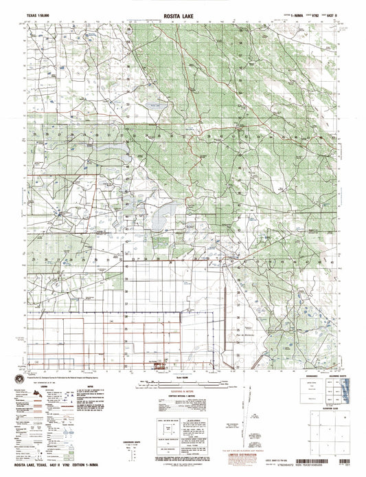 Rosita Lake Texas Military 1:50,000 Map