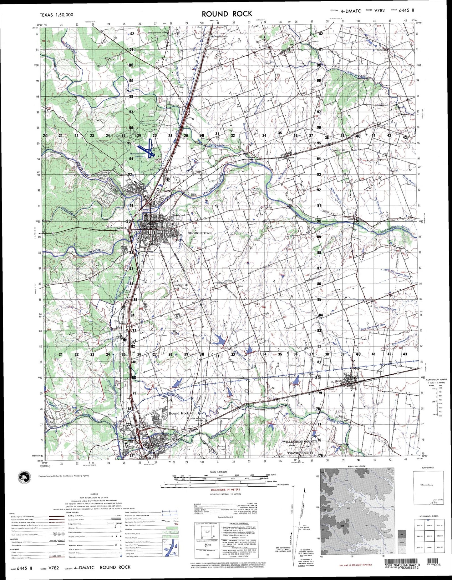 Round Rock Texas Military 1:50,000 Map