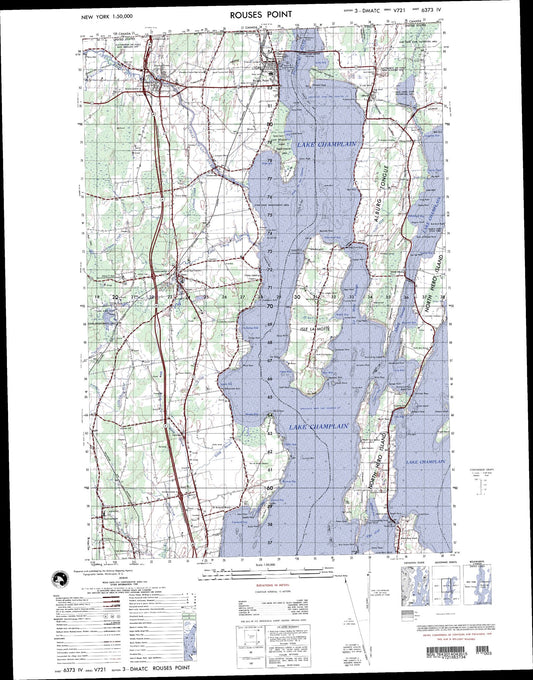 Rouses Point New York Military 1:50,000 Map