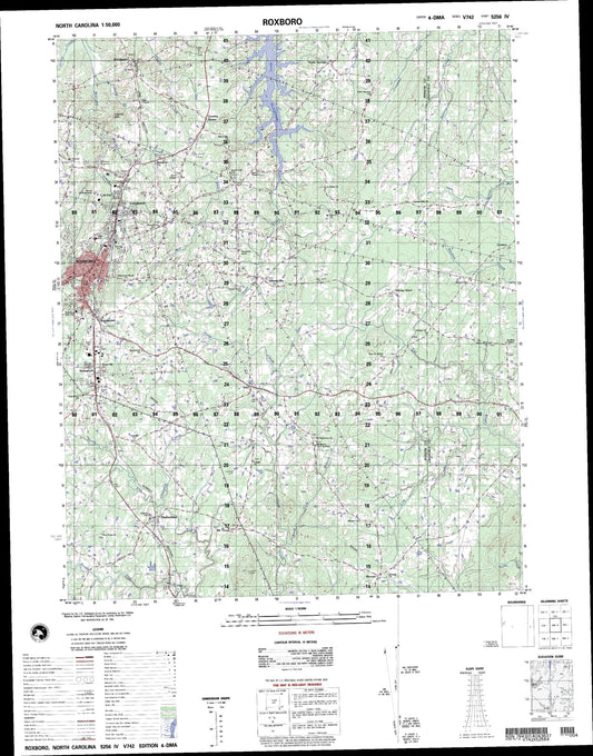 Roxboro North Carolina Military 1:50,000 Map