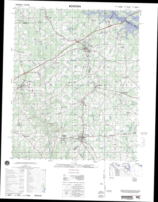 Royston Georgia Military 1:50,000 Map