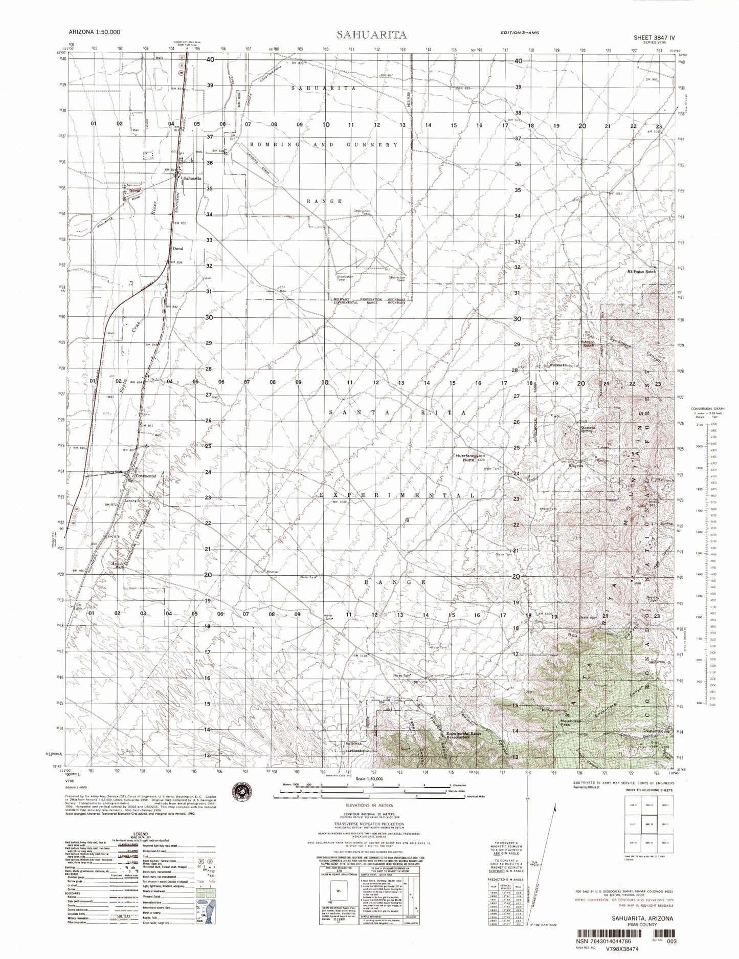 Sahuarita Arizona Military 1:50,000 Map