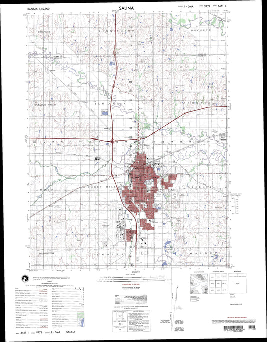 Salina Kansas Military 1:50,000 Map