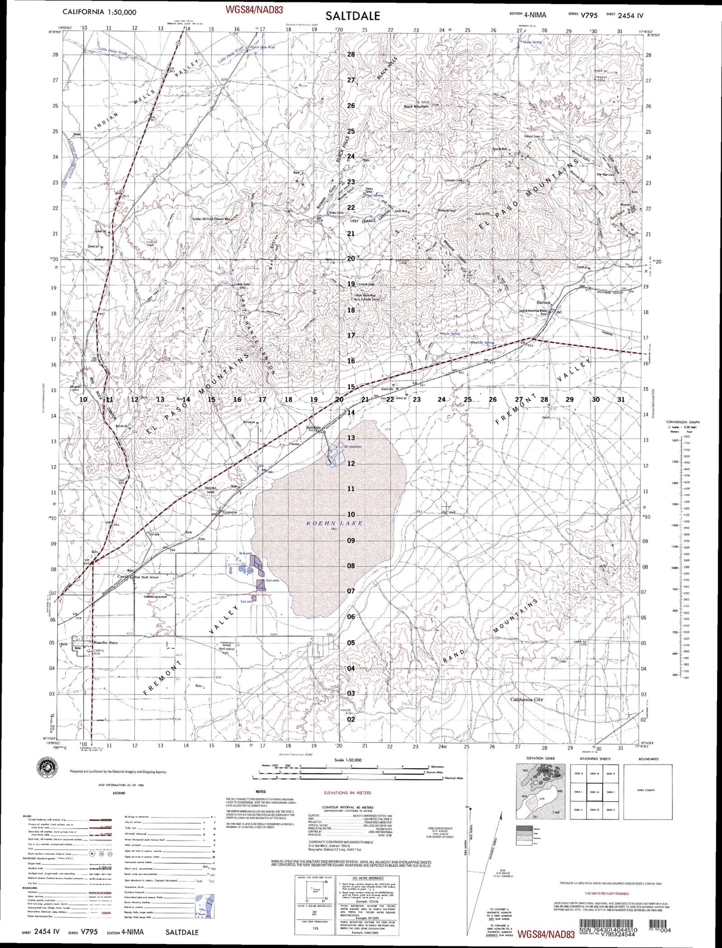 Saltdale California Military 1:50,000 Map