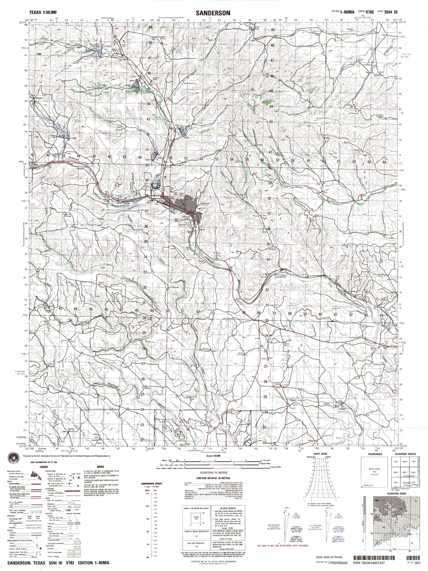 Sanderson Texas Military 1:50,000 Map