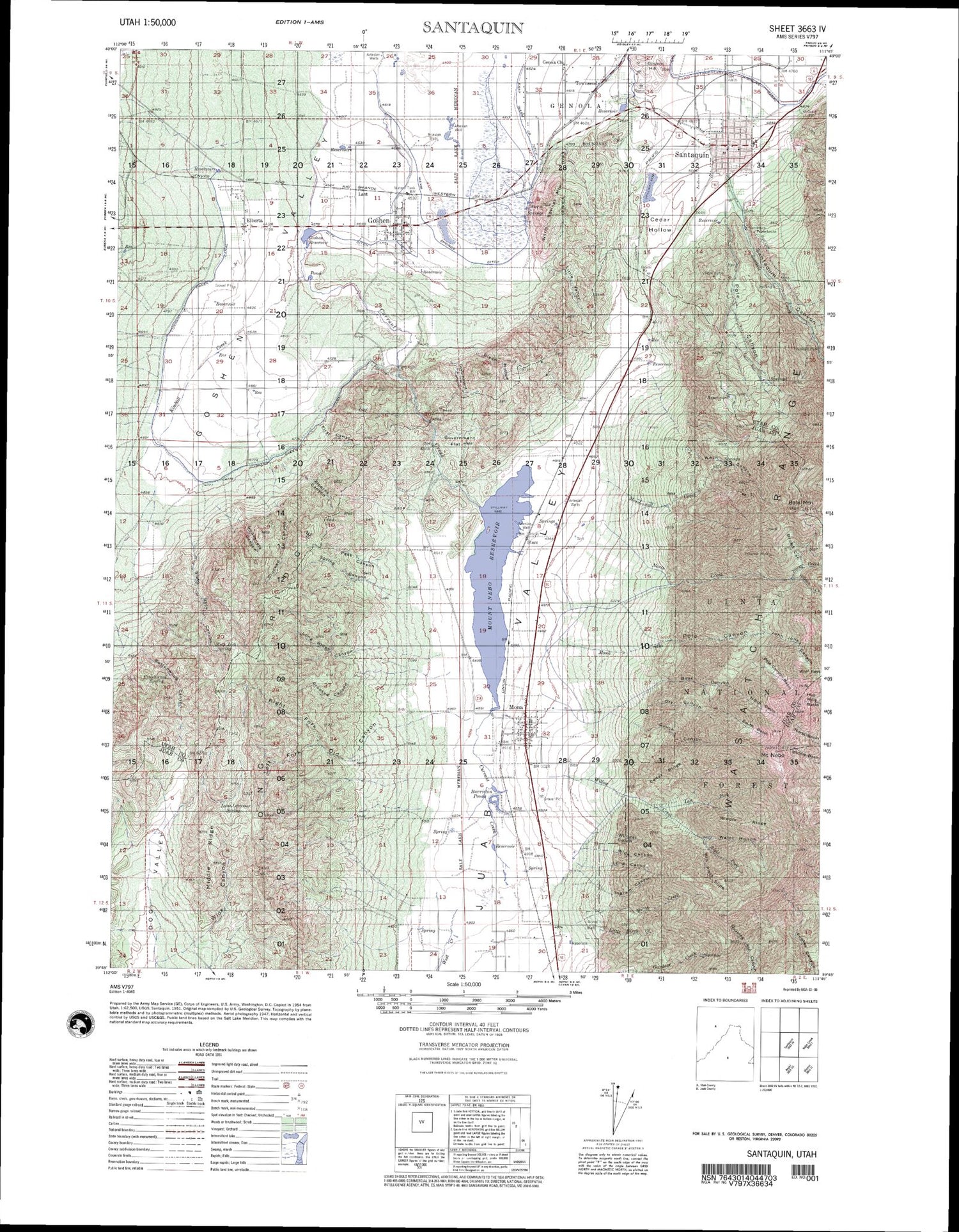 Santaquin Utah Military 1:50,000 Map