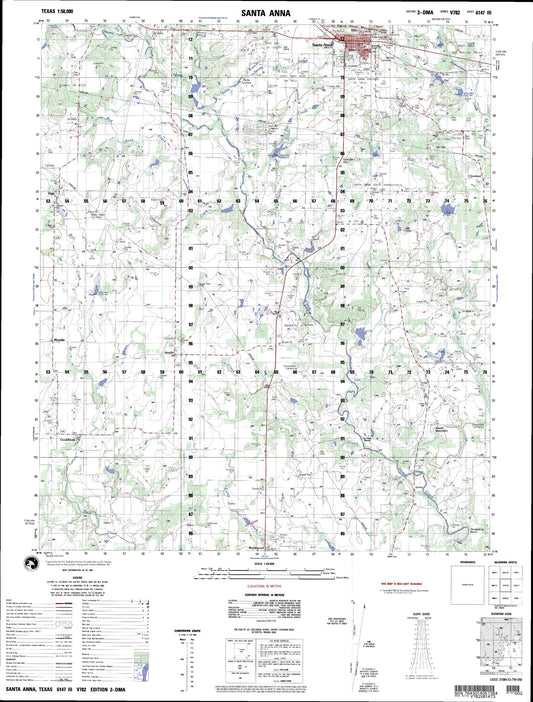 Santa Anna Texas Military 1:50,000 Map