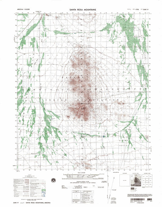 Santa Rosa Mountains Arizona Military 1:50,000 Map