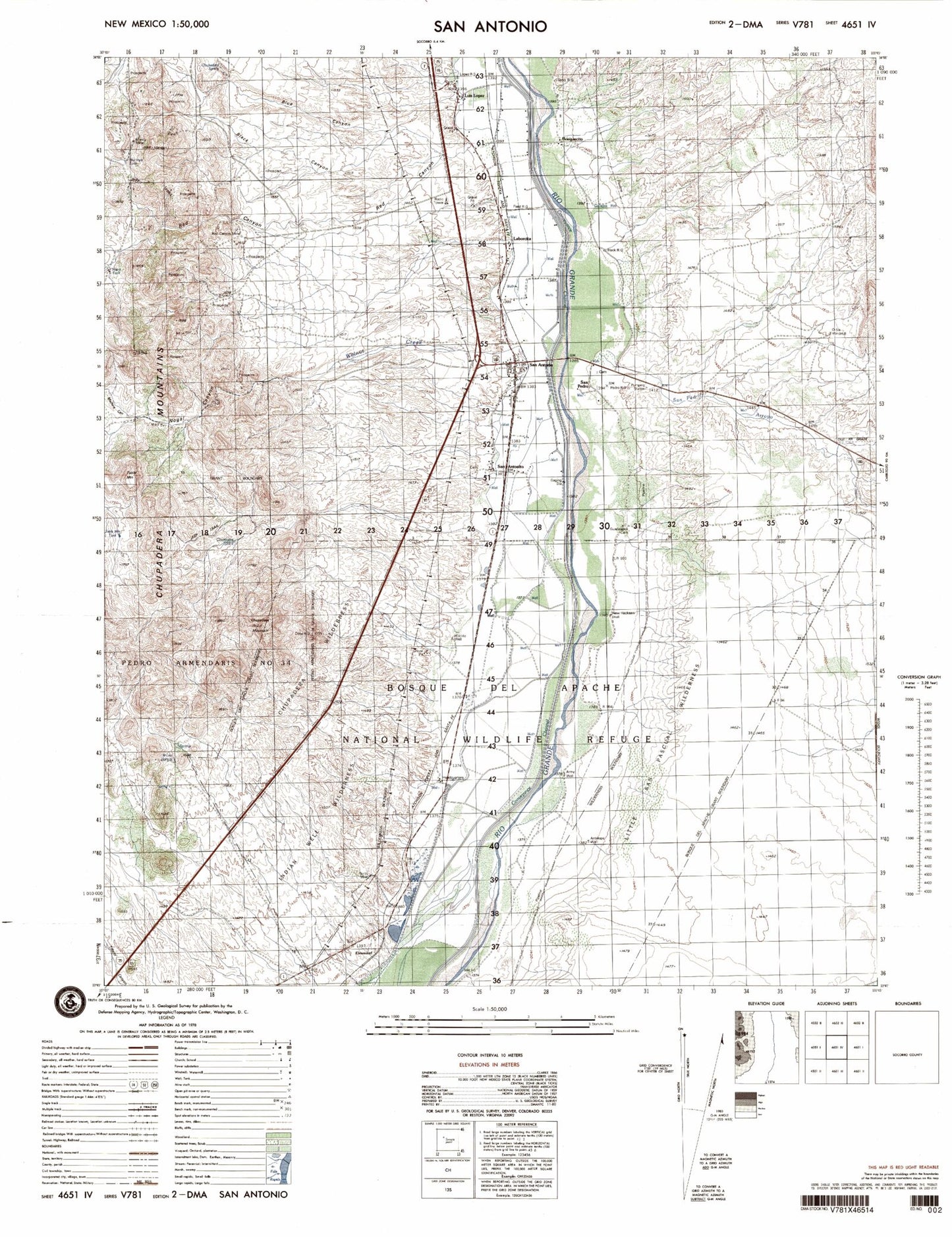 San Antonio New Mexico Military 1:50,000 Map