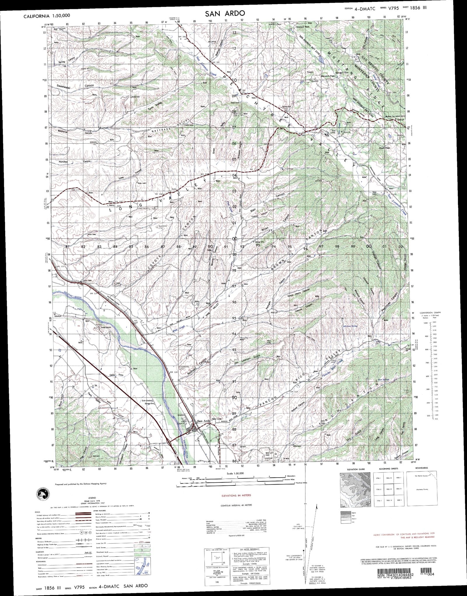 San Ardo California Military 1:50,000 Map – MyTopo Map Store