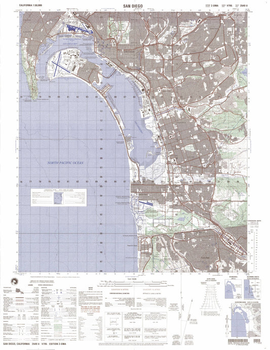 San Diego California Military 1:50,000 Map