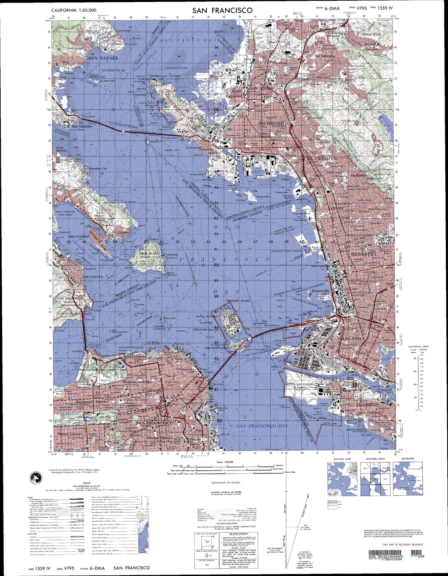 San Francisco California Military 1:50,000 Map