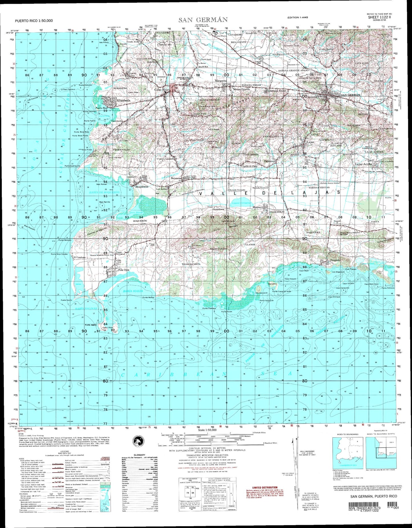 San German Puerto Rico Military 1:50,000 Map