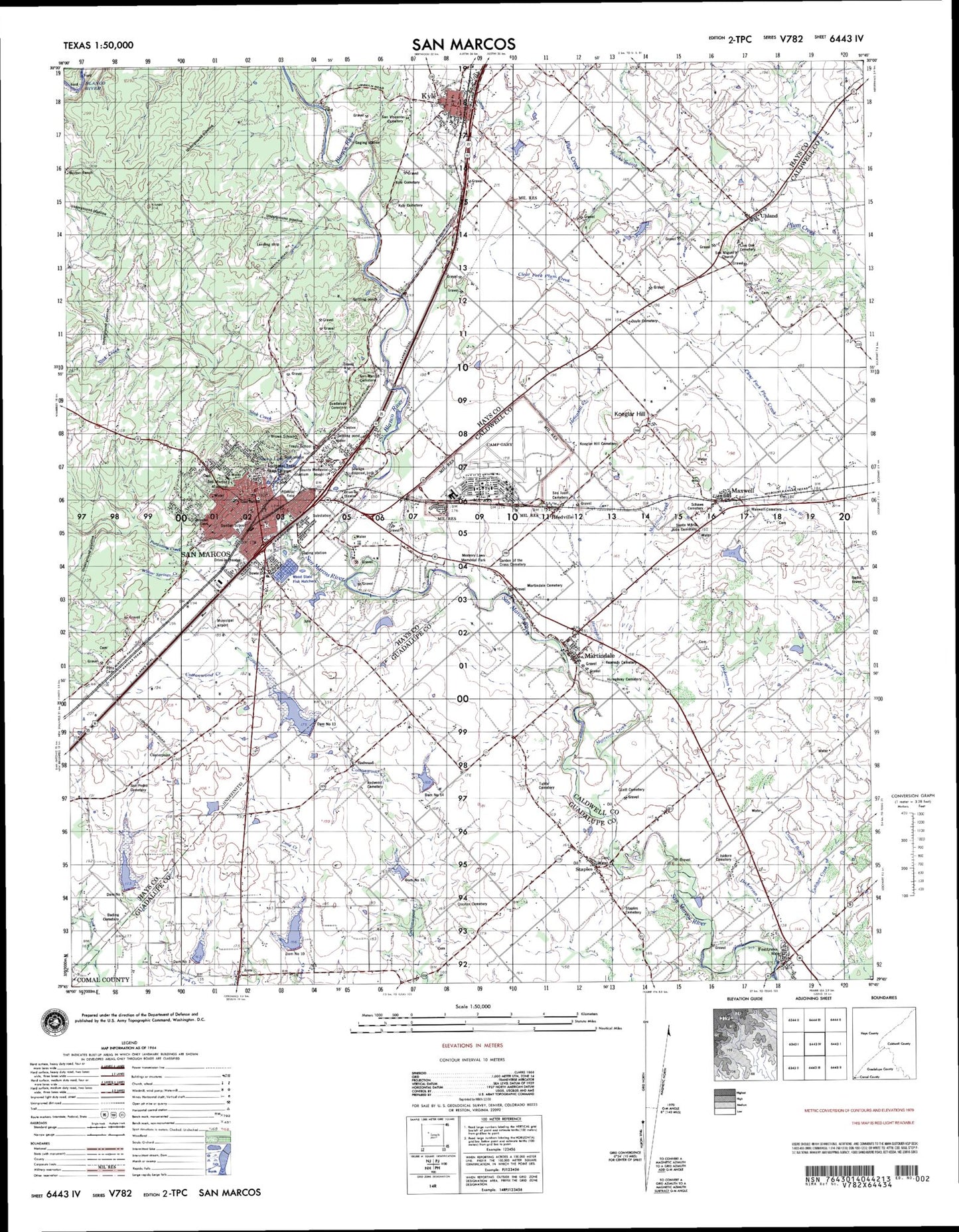 San Marcos Texas Military 1:50,000 Map