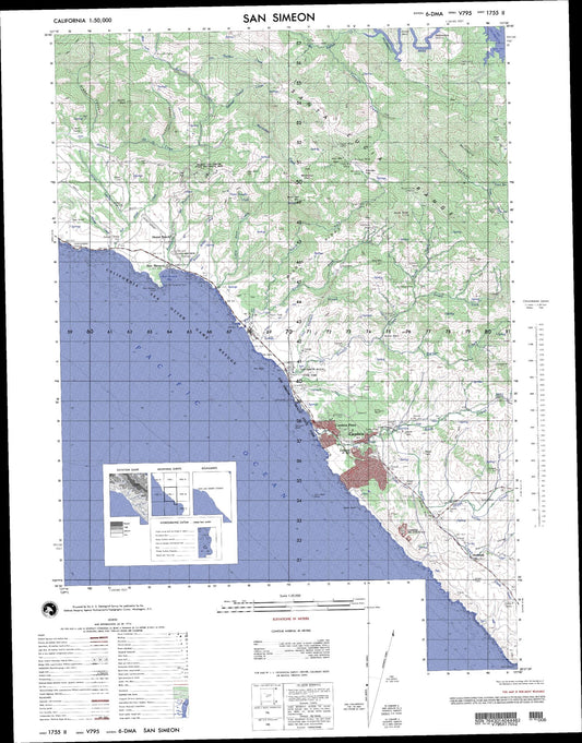 San Simeon California Military 1:50,000 Map