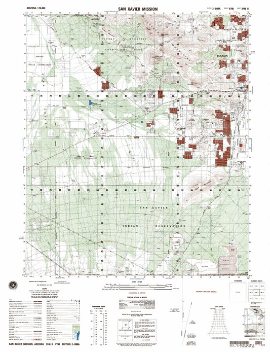 San Zavier Misison Arizona Military 1:50,000 Map