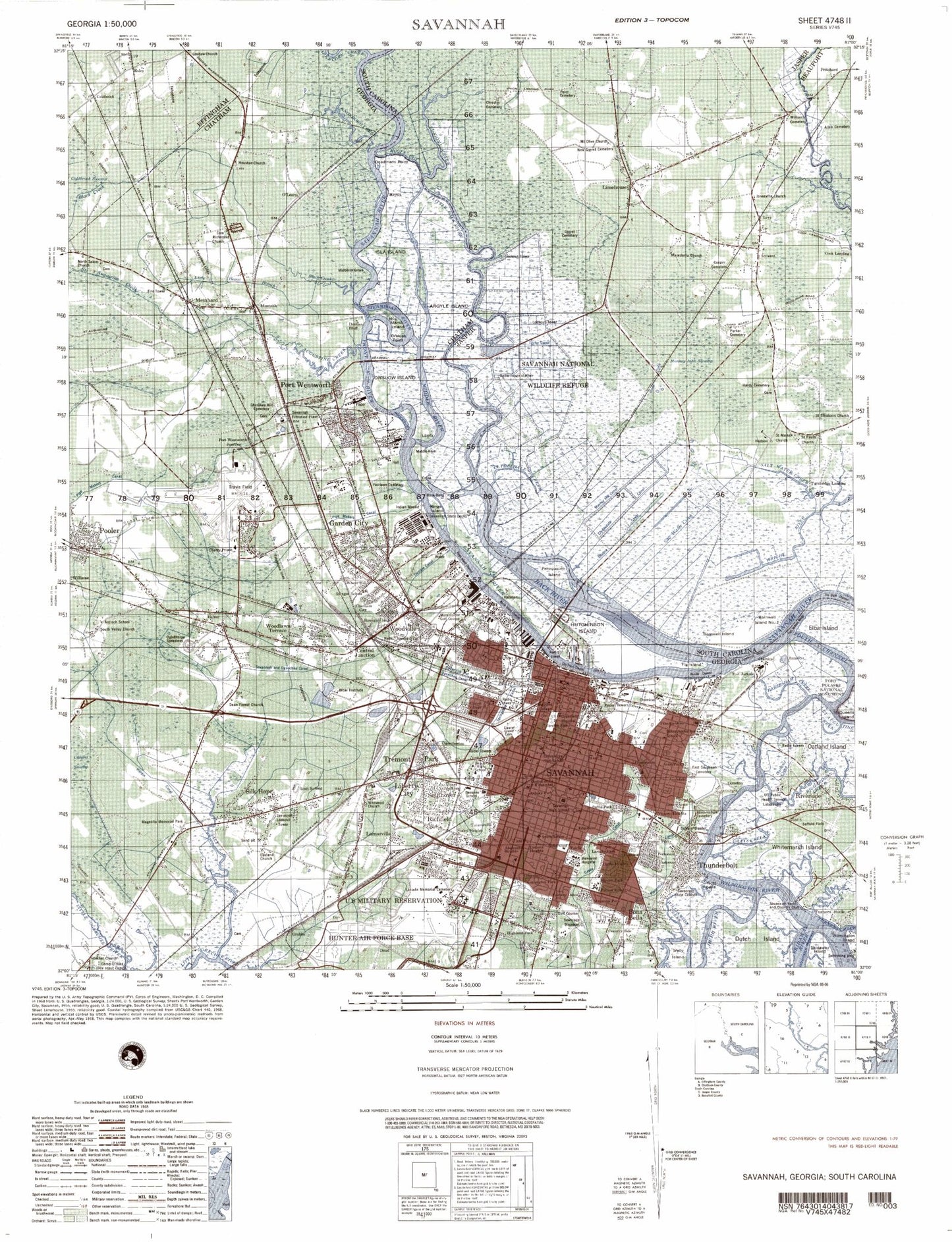 Savannah Georgia Military 1:50,000 Map