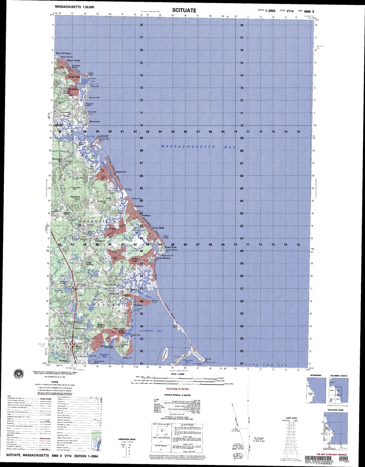 Scituate Massachusetts Military 1:50,000 Map