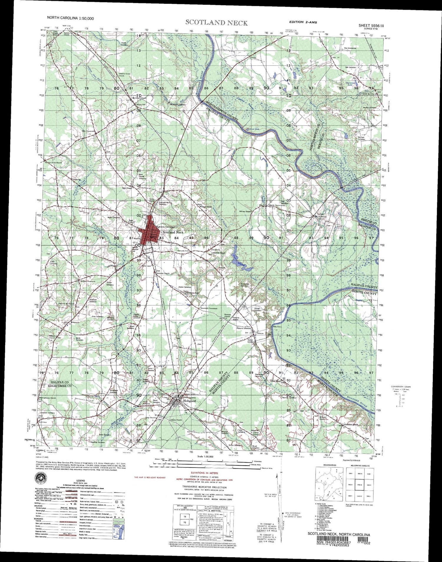 Scotland Neck North Carolina Military 1:50,000 Map