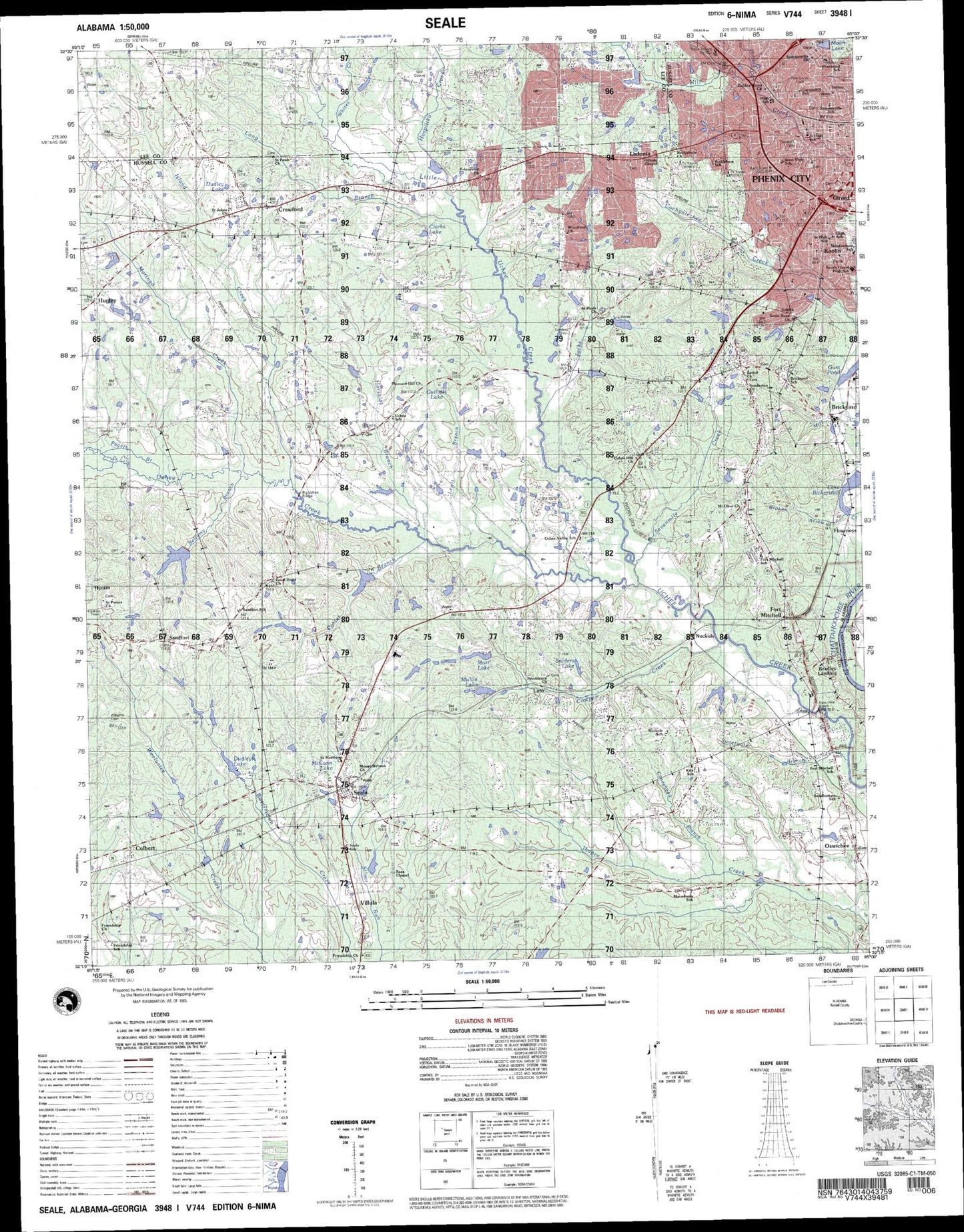 Seale Alabama Military 1:50,000 Map