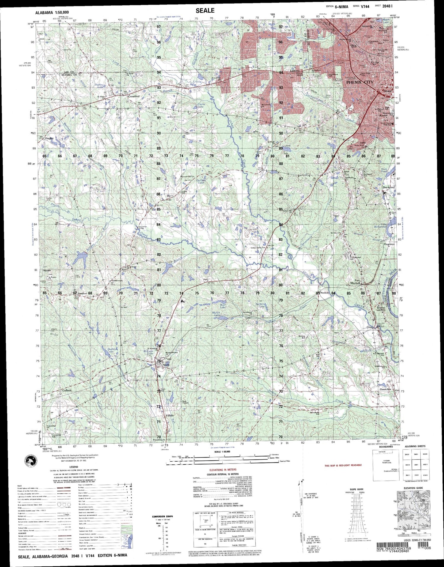 Seale Alabama Military 1:50,000 Map