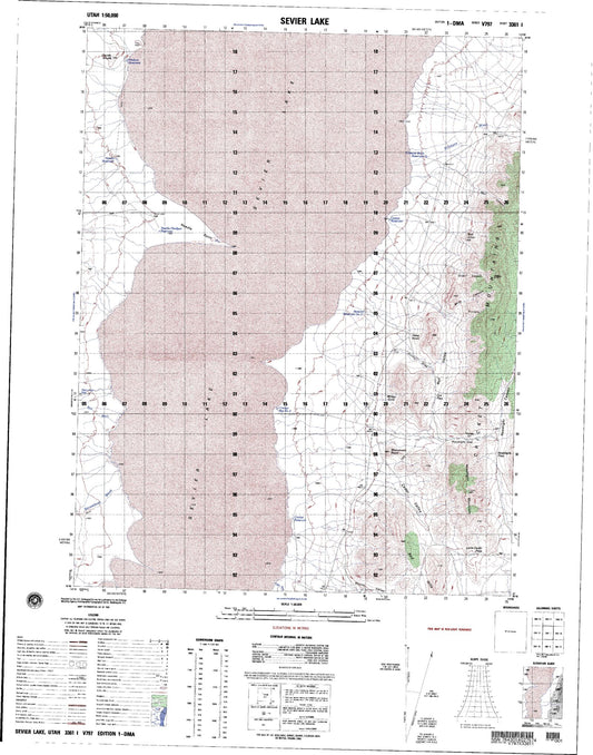 Sevier Lake Utah Military 1:50,000 Map