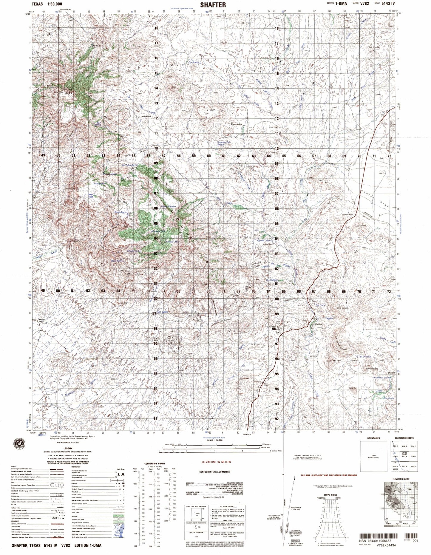 Shafter Texas Military 1:50,000 Map