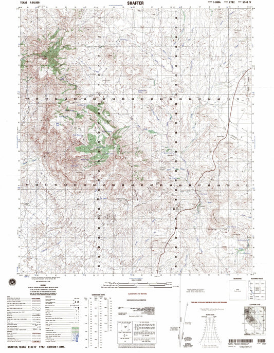 Shafter Texas Military 1:50,000 Map