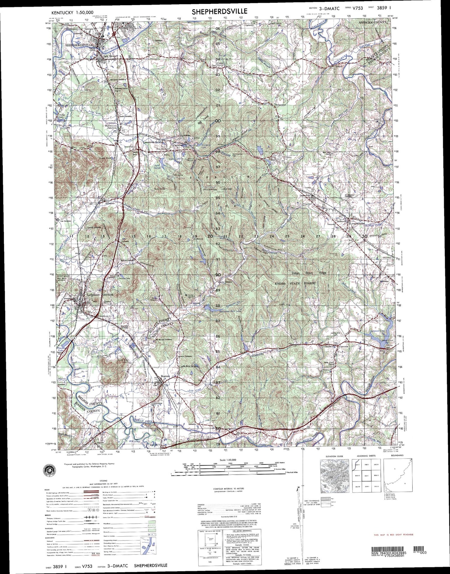 Shepherdsville Kentucky Military 1:50,000 Map