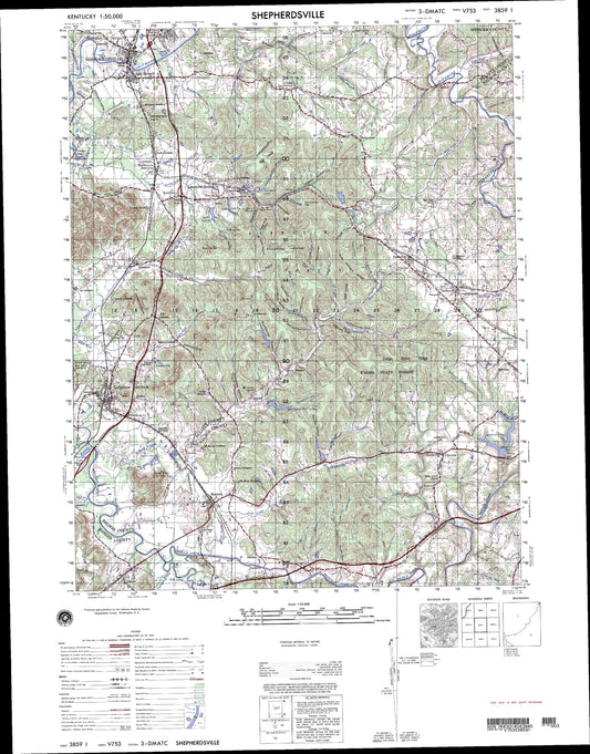 Shepherdsville Kentucky Military 1:50,000 Map