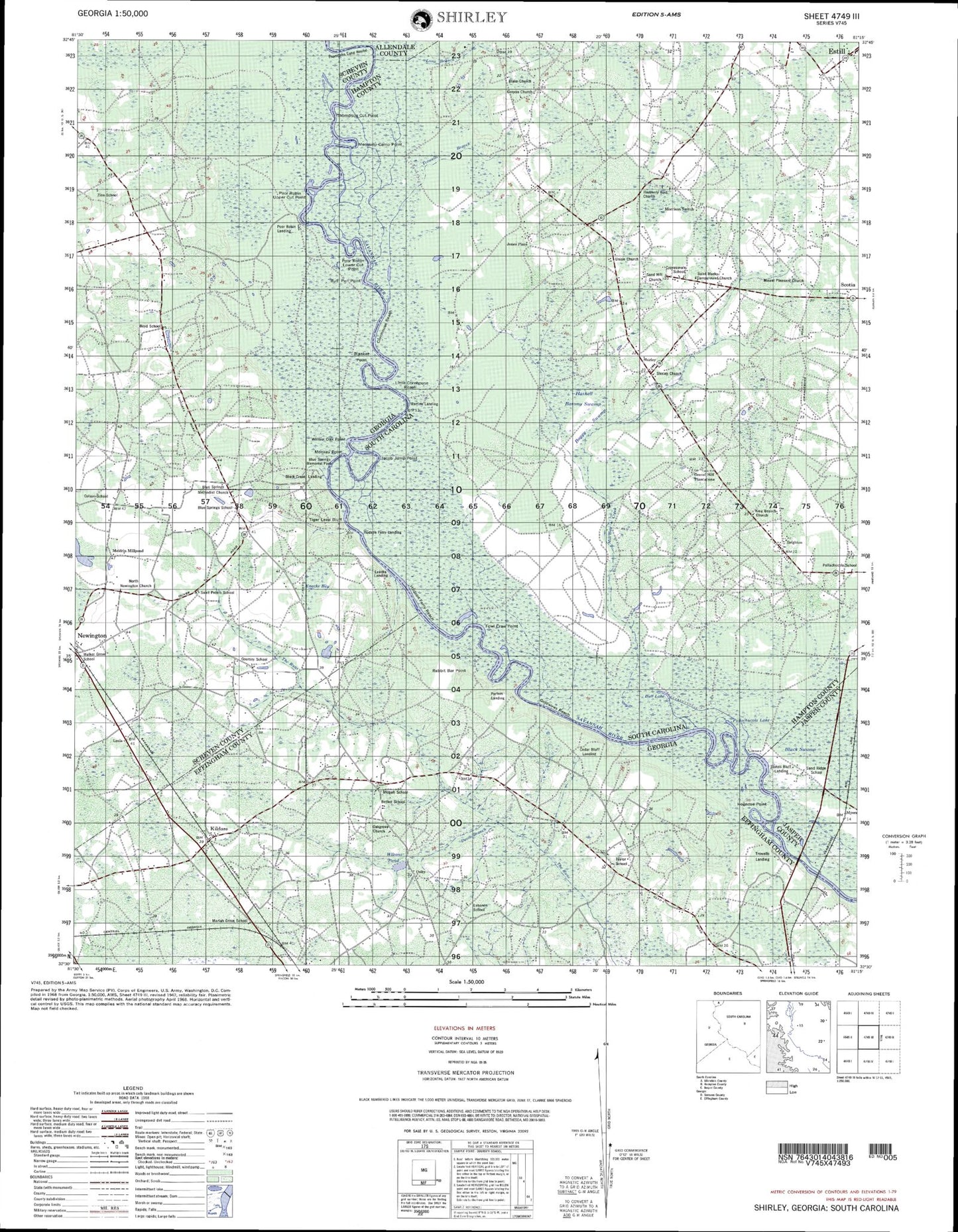 Shirley Georgia Military 1:50,000 Map