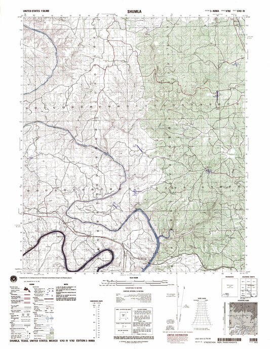 Shumla Texas Military 1:50,000 Map