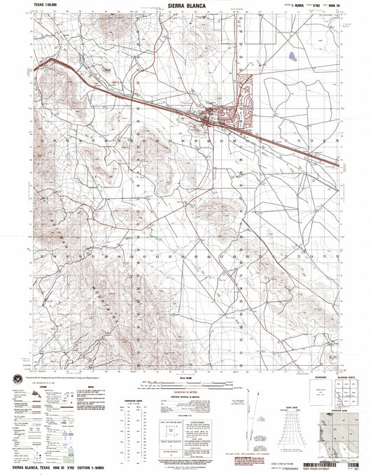 Sierra Blanca Texas Military 1:50,000 Map