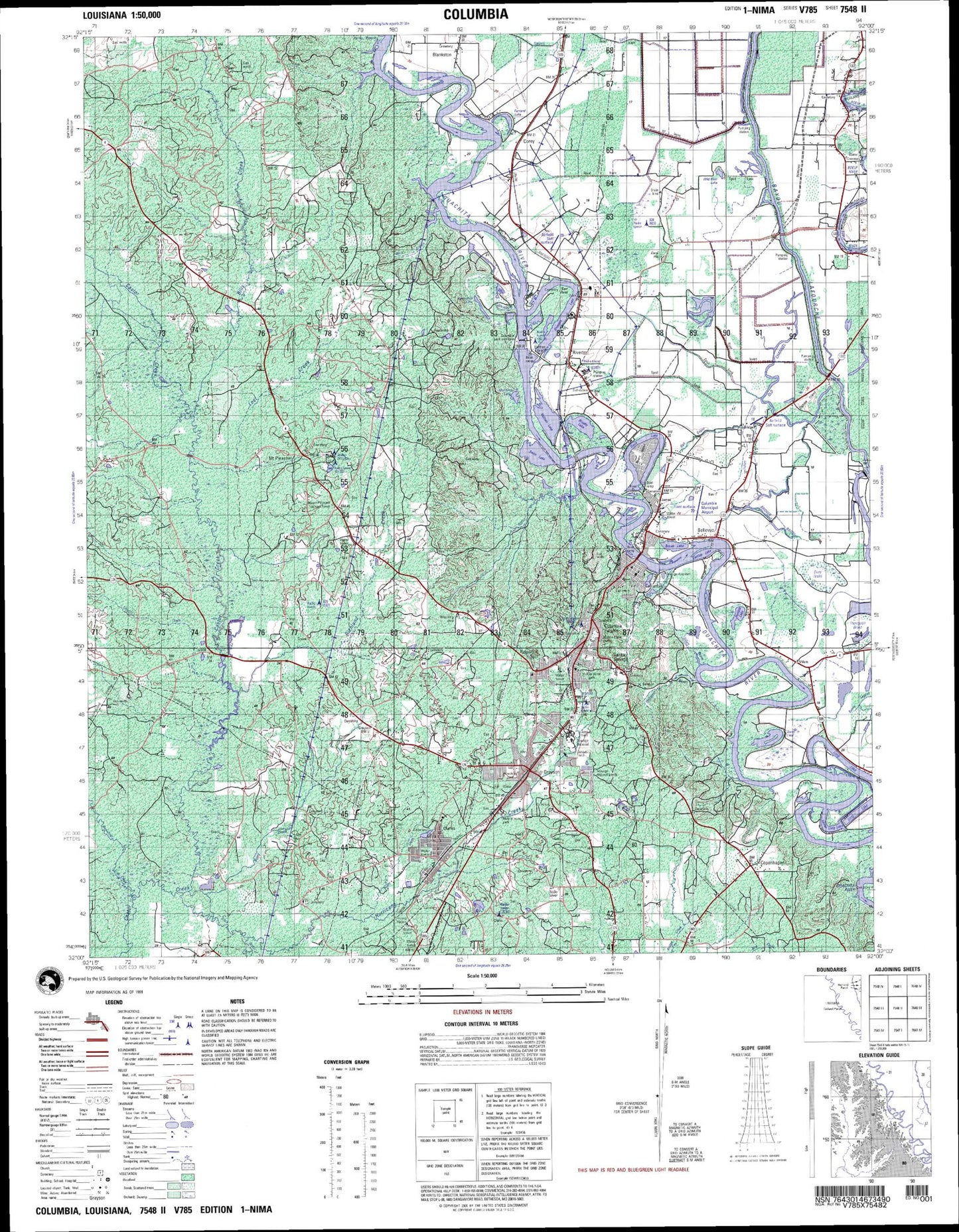 Sikes Louisiana Military 1:50,000 Map